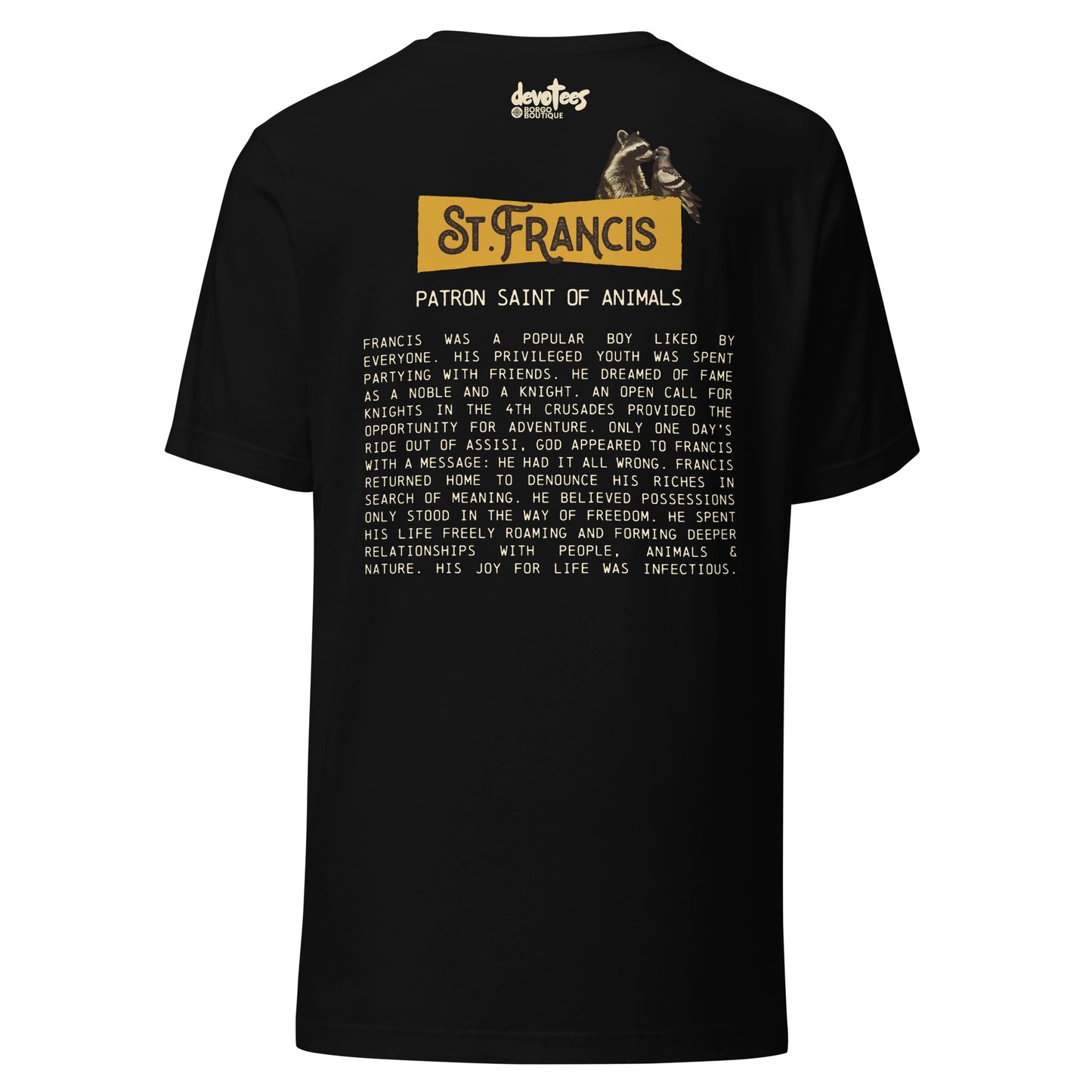 Saint Francis Unisex t-shirt - BLACK