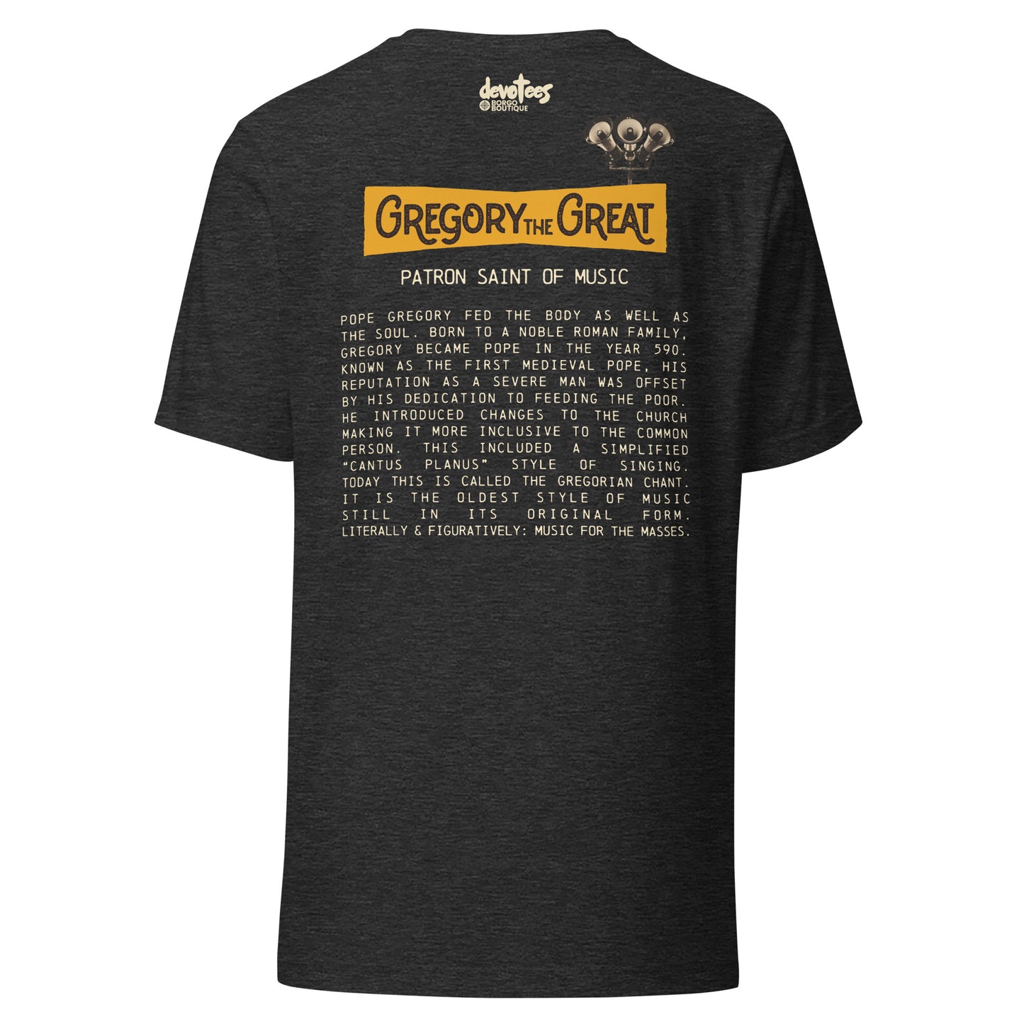 Gregory the Great Unisex t-shirt - HEATHER DARK GREY