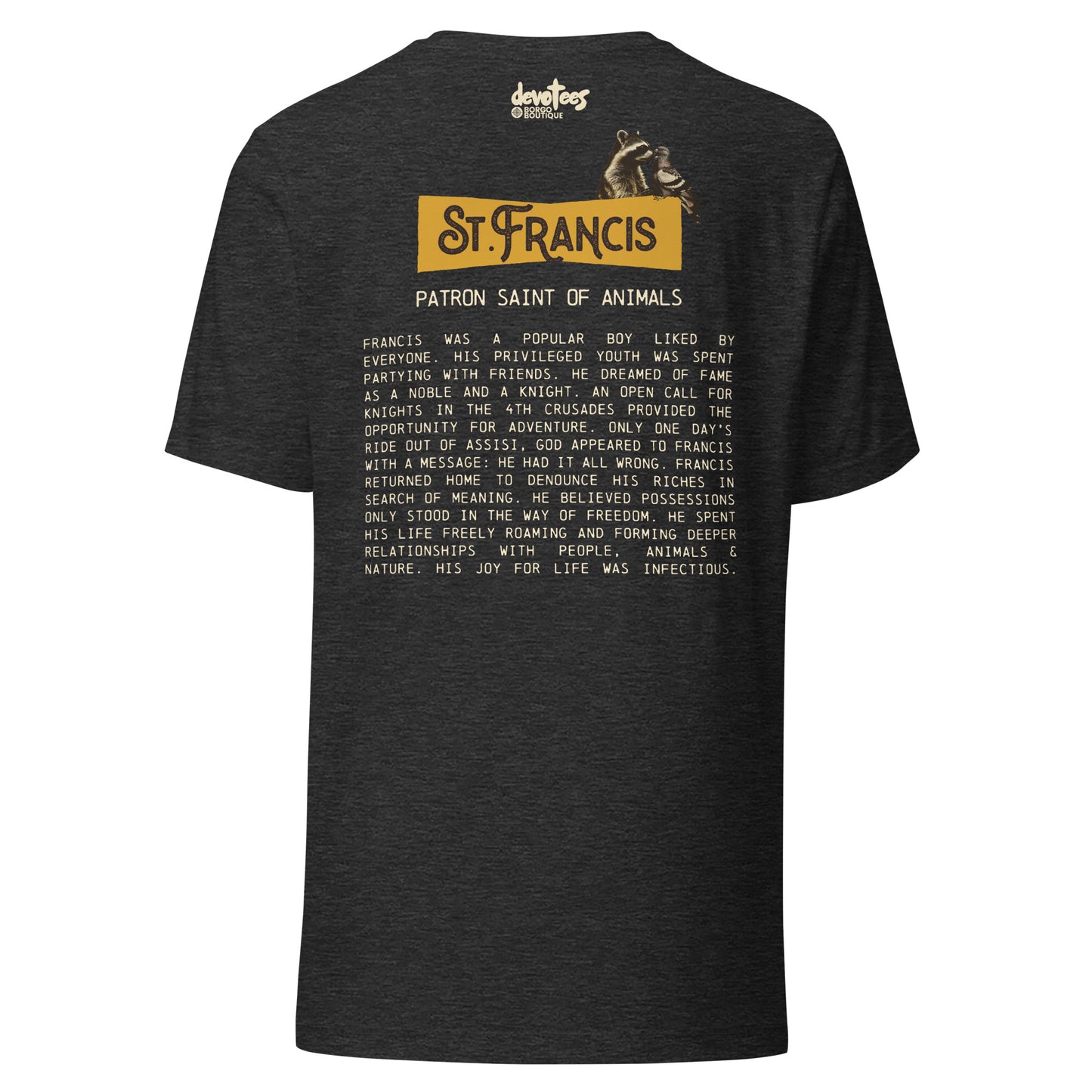 Saint Francis Unisex t-shirt - DARK GREY HEATHER