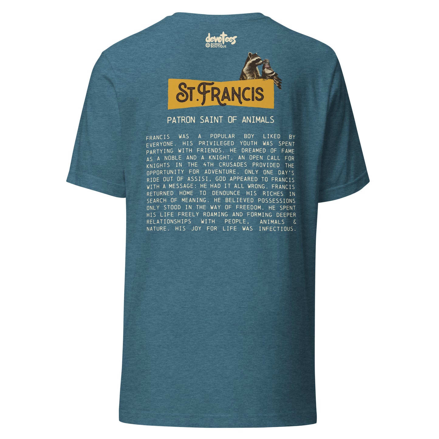 Saint Francis Unisex t-shirt - HEATHER DEEP TEAL