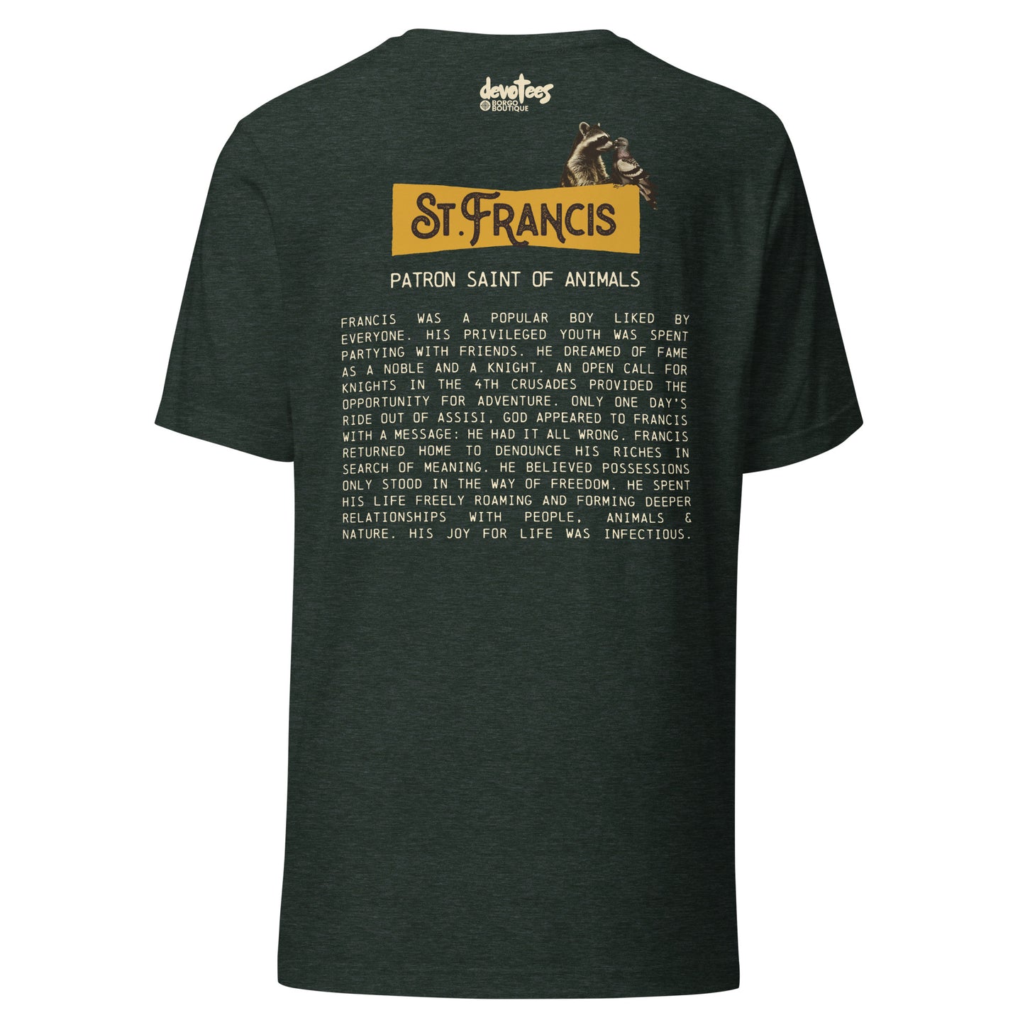 Saint Francis Unisex t-shirt - HEATHER FOREST