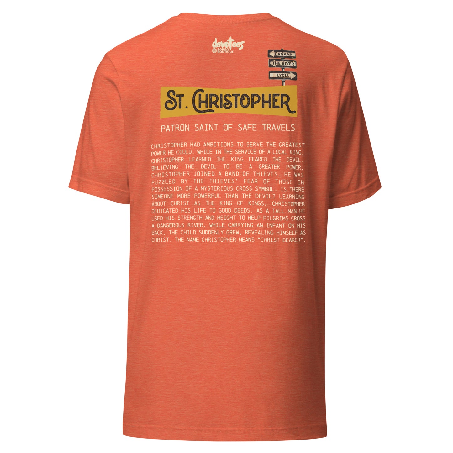 St. Christopher Unisex t-shirt – HEATHER ORANGE