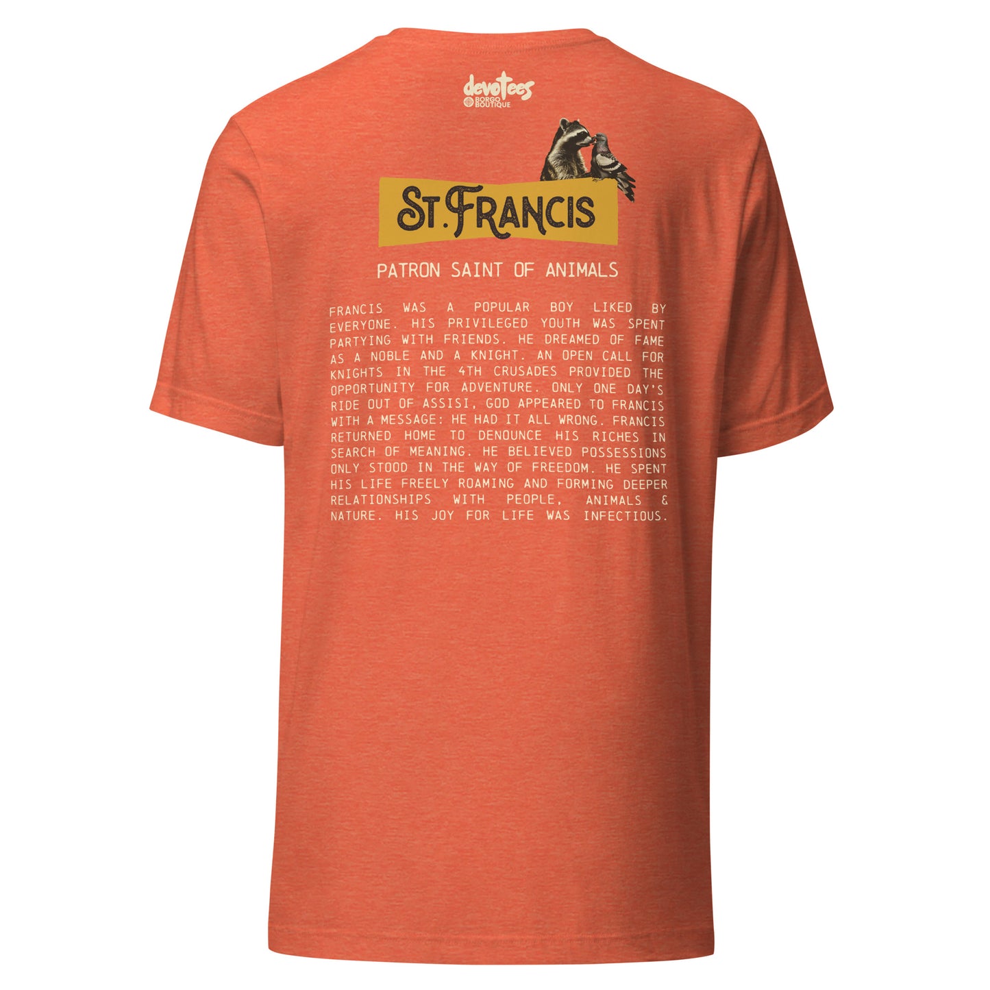 Saint Francis Unisex t-shirt - HEATHER ORANGE