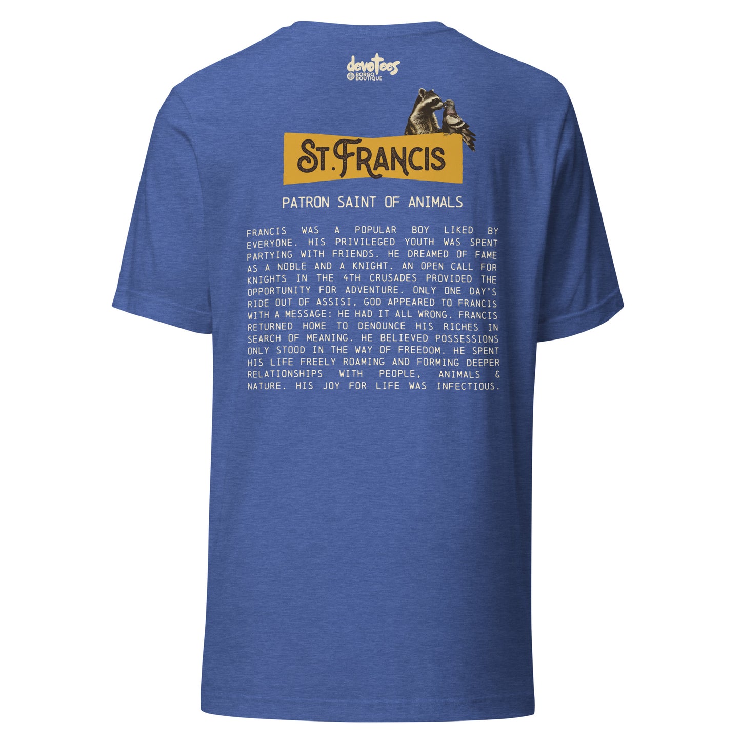 Saint Francis Unisex t-shirt - HEATHER TRUE ROYAL