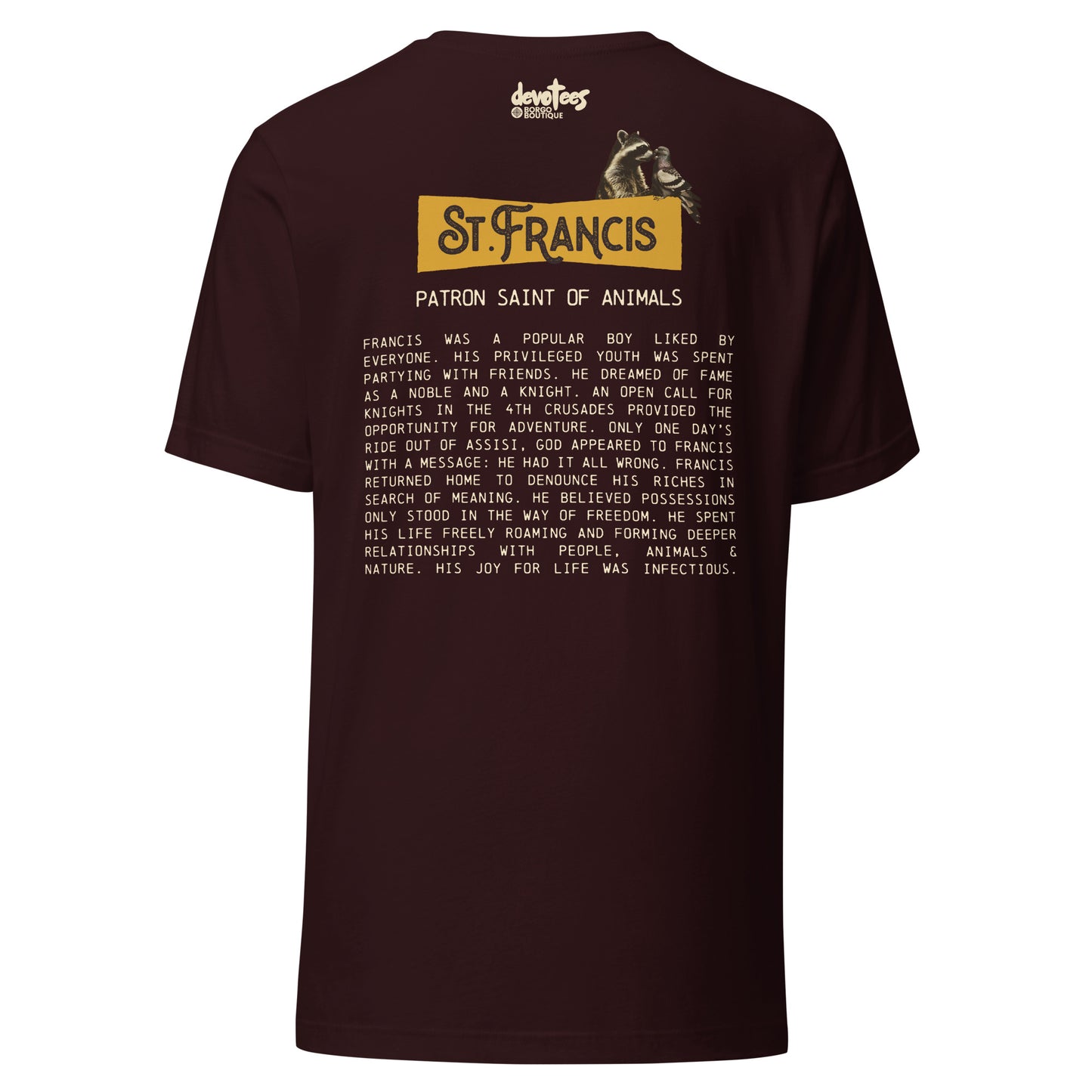 Saint Francis Unisex t-shirt - OXBLOOD BLACK